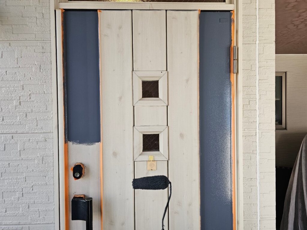 玄関ドア下塗り