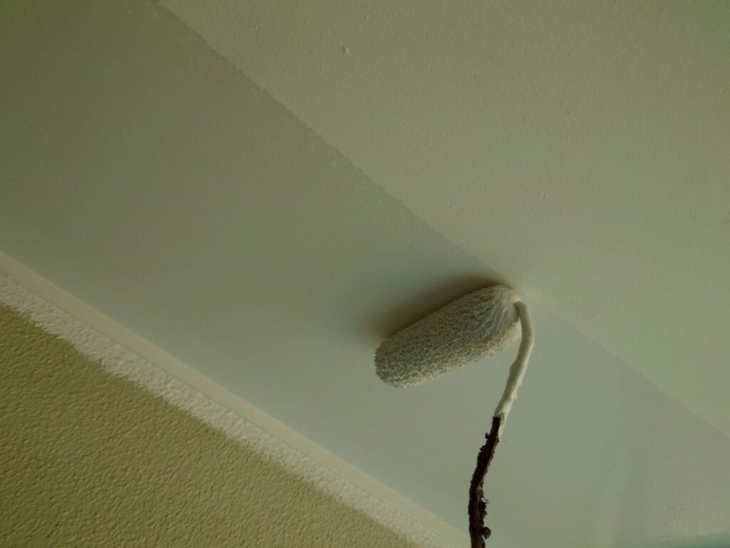 軒天上塗り1回目